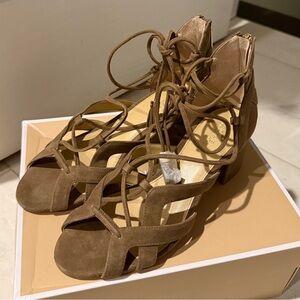Michael Kors Brown Suede Lace-Up Sandals